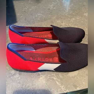 ROTHY'S Slate Prep Loafers Rare Retired Geometric Colorblock Blue Red White 6.5